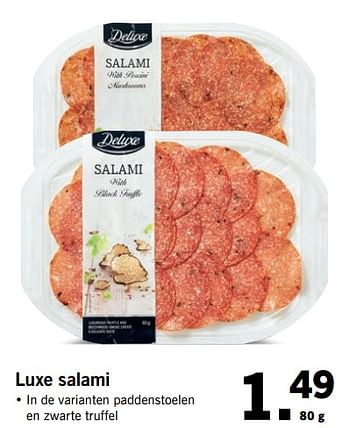 Aanbiedingen Luxe salami - Deluxe - Geldig van 20/11/2017 tot 26/11/2017 bij Lidl