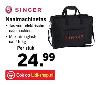 Aanbiedingen Naaimachinetas - Singer - Geldig van 20/11/2017 tot 26/11/2017 bij Lidl