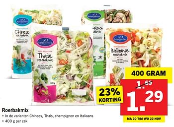 Aanbiedingen Roerbakmix - Saladinettes - Geldig van 20/11/2017 tot 26/11/2017 bij Lidl
