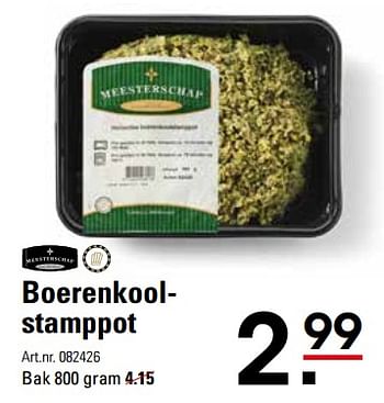 Aanbiedingen Boerenkoolstamppot - Meesterschap - Geldig van 16/11/2017 tot 04/12/2017 bij Sligro