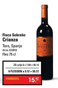 Aanbiedingen Finca sobreño crianza - Rode wijnen - Geldig van 16/11/2017 tot 25/11/2017 bij Sligro