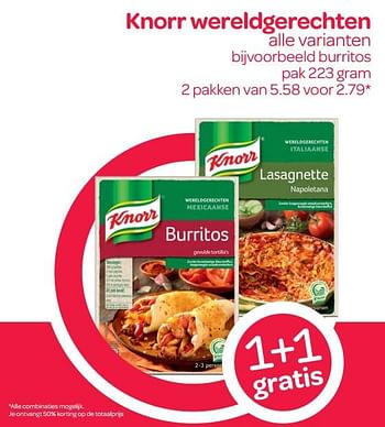 Aanbiedingen Knorr wereldgerechten burritos - Knorr - Geldig van 16/11/2017 tot 29/11/2017 bij Spar