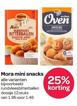Aanbiedingen Mora mini snacks rundvleesbitterballen - Mora - Geldig van 16/11/2017 tot 29/11/2017 bij Spar