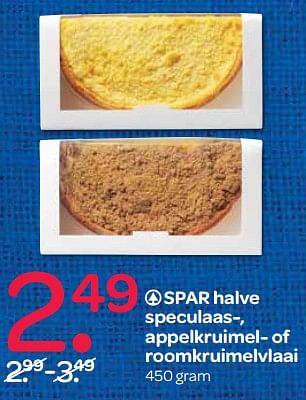 Aanbiedingen Spar halve speculaas-, appelkruimel- of roomkruimelvlaai - Spar - Geldig van 16/11/2017 tot 29/11/2017 bij Spar