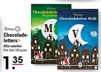 Aanbiedingen Chocoladeletters - Bonbiance - Geldig van 16/11/2017 tot 04/12/2017 bij Sligro