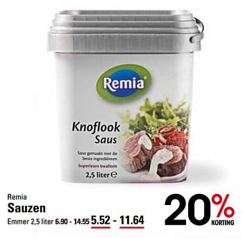 Aanbiedingen Remia sauzen - Remia - Geldig van 16/11/2017 tot 04/12/2017 bij Sligro