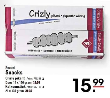 Aanbiedingen Reusel snacks crizly pikant - Huismerk - Sligro - Geldig van 16/11/2017 tot 04/12/2017 bij Sligro