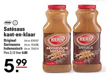 Aanbiedingen Satésaus kant-en-klaar original - Kern - Geldig van 16/11/2017 tot 04/12/2017 bij Sligro