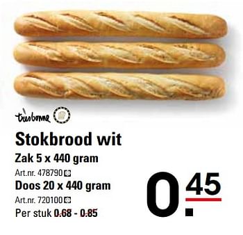 Aanbiedingen Stokbrood wit - TRESBONNE - Geldig van 16/11/2017 tot 04/12/2017 bij Sligro