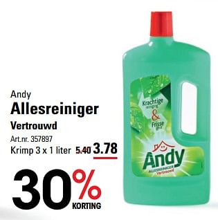 Aanbiedingen Andy allesreiniger vertrouwd - Andy - Geldig van 16/11/2017 tot 04/12/2017 bij Sligro