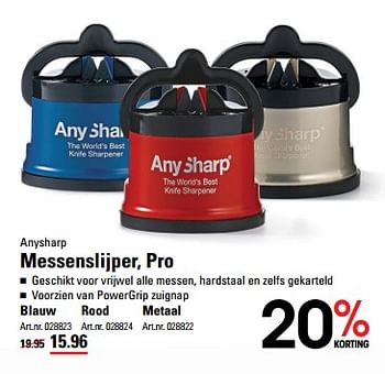 Aanbiedingen Anysharp messenslijper, pro - Anysharp - Geldig van 16/11/2017 tot 04/12/2017 bij Sligro