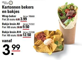 Aanbiedingen Kartonnen bekers en bakjes wrap beker - Takedis - Geldig van 16/11/2017 tot 04/12/2017 bij Sligro