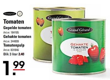 Aanbiedingen Tomaten gepelde tomaten - Grand Gérard - Geldig van 16/11/2017 tot 04/12/2017 bij Sligro