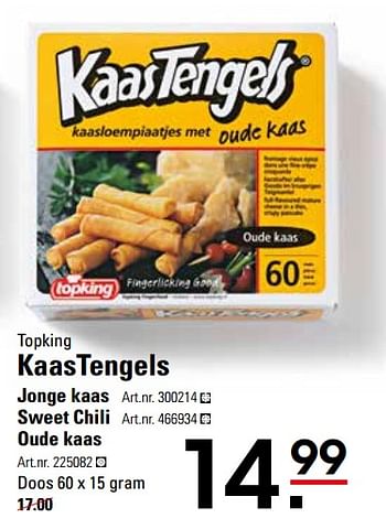 Aanbiedingen Topking kaastengels jonge kaas - Topking - Geldig van 16/11/2017 tot 04/12/2017 bij Sligro