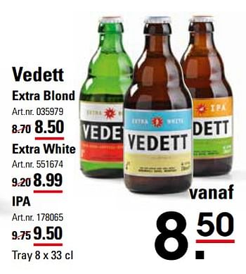 Aanbiedingen Vedett extra blond - Vedett - Geldig van 16/11/2017 tot 04/12/2017 bij Sligro