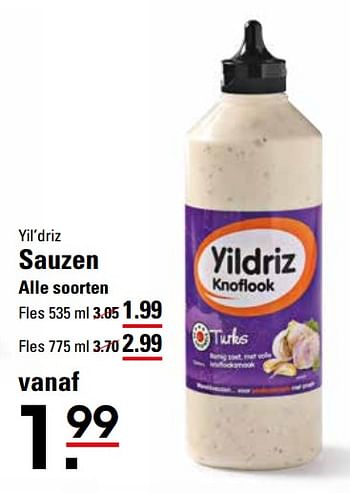 Aanbiedingen Yil`driz sauzen - Yildriz - Geldig van 16/11/2017 tot 04/12/2017 bij Sligro