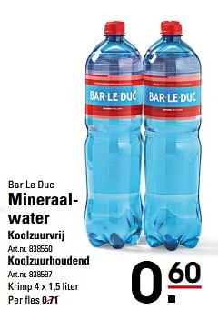 Aanbiedingen Bar le duc mineraalwater koolzuurvrij - bar le duc - Geldig van 16/11/2017 tot 04/12/2017 bij Sligro