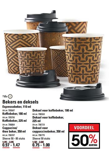 Aanbiedingen Bekers en deksels espressobeker - Takedis - Geldig van 16/11/2017 tot 04/12/2017 bij Sligro