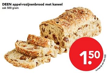 Aanbiedingen Deen appel-rozijnenbrood met kaneel - Huismerk deen supermarkt - Geldig van 19/11/2017 tot 25/11/2017 bij Deen Supermarkten