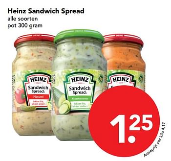 Aanbiedingen Heinz sandwich spread - Heinz - Geldig van 19/11/2017 tot 25/11/2017 bij Deen Supermarkten