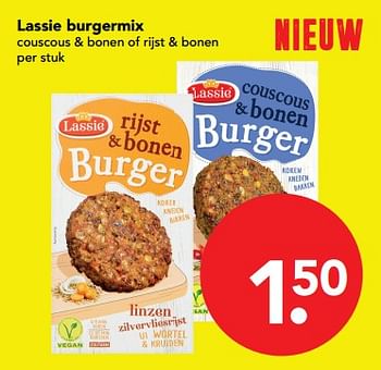 Aanbiedingen Lassie burgermix couscous + bonen of rijst + bonen - Lassie - Geldig van 19/11/2017 tot 25/11/2017 bij Deen Supermarkten