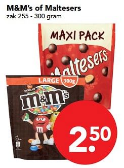 Aanbiedingen M+m`s of maltesers - Huismerk deen supermarkt - Geldig van 19/11/2017 tot 25/11/2017 bij Deen Supermarkten