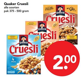 Aanbiedingen Quaker cruesli - Quaker - Geldig van 19/11/2017 tot 25/11/2017 bij Deen Supermarkten