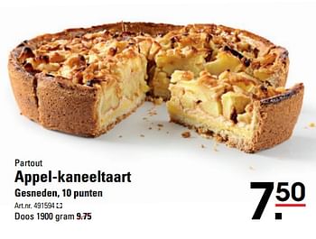 Aanbiedingen Appel-kaneeltaart - Partout - Geldig van 16/11/2017 tot 04/12/2017 bij Sligro