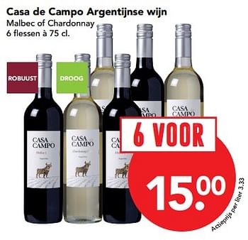 Aanbiedingen Casa de campo argentijnse wijn malbec of chardonnay - Witte wijnen - Geldig van 19/11/2017 tot 25/11/2017 bij Deen Supermarkten