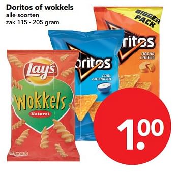 Aanbiedingen Doritos of wokkels - Huismerk deen supermarkt - Geldig van 19/11/2017 tot 25/11/2017 bij Deen Supermarkten