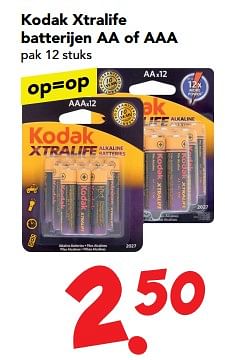 Aanbiedingen Kodak xtralife batterijen aa of aaa - Kodak - Geldig van 19/11/2017 tot 25/11/2017 bij Deen Supermarkten