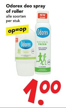 Aanbiedingen Odorex deo spray of roller - Odorex - Geldig van 19/11/2017 tot 25/11/2017 bij Deen Supermarkten
