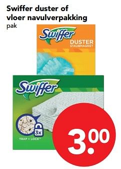 Aanbiedingen Swiffer duster of vloer navulverpakking - Swiffer - Geldig van 19/11/2017 tot 25/11/2017 bij Deen Supermarkten