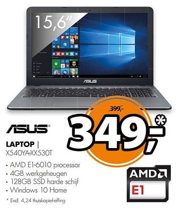 Aanbiedingen Asus laptop x540ya-xx530t - Asus - Geldig van 19/11/2017 tot 26/11/2017 bij Expert