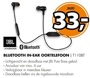 Aanbiedingen Bluetooth in-ear oortelefoon t110bt - UBL - Geldig van 19/11/2017 tot 26/11/2017 bij Expert