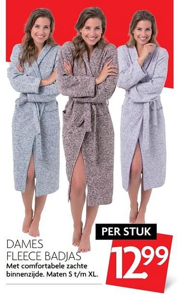 Aanbiedingen Dames fleece badjas - Huismerk - Deka Markt - Geldig van 19/11/2017 tot 25/11/2017 bij Deka Markt