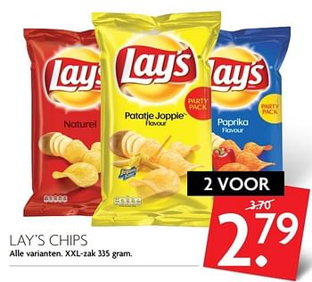 Aanbiedingen Lay`s chips - Lay's - Geldig van 19/11/2017 tot 25/11/2017 bij Deka Markt
