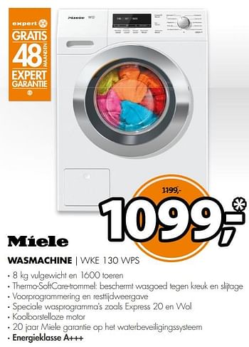 Aanbiedingen Miele wasmachine wke 130 wps - Miele - Geldig van 19/11/2017 tot 26/11/2017 bij Expert