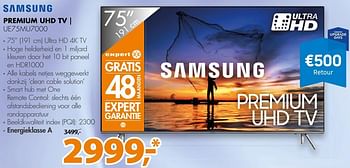 Aanbiedingen Samsung premium uhd tv ue75mu7000 - Samsung - Geldig van 19/11/2017 tot 26/11/2017 bij Expert