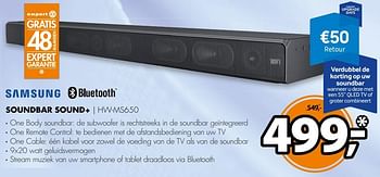 Aanbiedingen Samsung soundbar sound+ hw-ms650 - Samsung - Geldig van 19/11/2017 tot 26/11/2017 bij Expert