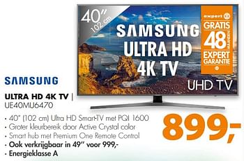 Aanbiedingen Samsung ultra hd 4k tv ue40mu6470 - Samsung - Geldig van 19/11/2017 tot 26/11/2017 bij Expert