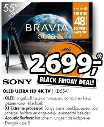 Aanbiedingen Sony oled ultra hd 4k tv kd55a1 - Sony - Geldig van 19/11/2017 tot 26/11/2017 bij Expert