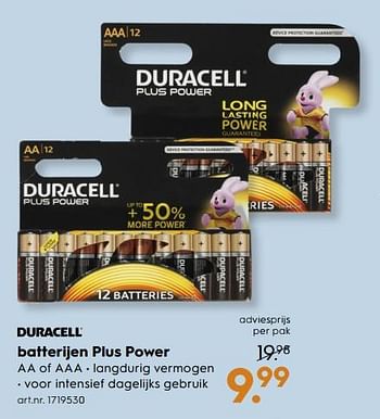 Aanbiedingen Duracell batterijen plus power - Duracell - Geldig van 18/11/2017 tot 05/12/2017 bij Blokker