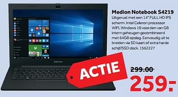 Aanbiedingen Medion notebook s4219 - Medion - Geldig van 20/11/2017 tot 26/11/2017 bij Intertoys