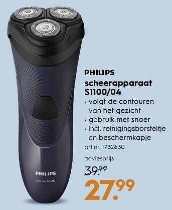 Aanbiedingen Philips scheerapparaat s1100-04 - Philips - Geldig van 18/11/2017 tot 05/12/2017 bij Blokker
