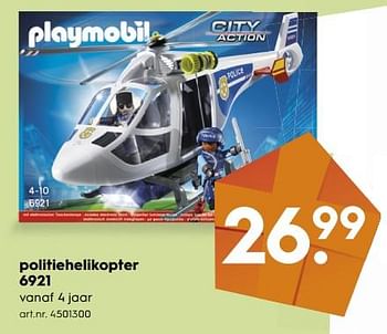 Aanbiedingen Politiehelikopter - Playmobil - Geldig van 18/11/2017 tot 05/12/2017 bij Blokker