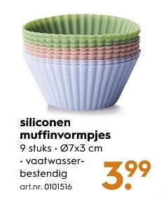 Aanbiedingen Siliconen muffinvormpjes - Huismerk - Blokker - Geldig van 18/11/2017 tot 05/12/2017 bij Blokker