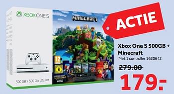 Aanbiedingen Xbox one s 500gb + minecraft - Microsoft Game Studios - Geldig van 20/11/2017 tot 26/11/2017 bij Intertoys