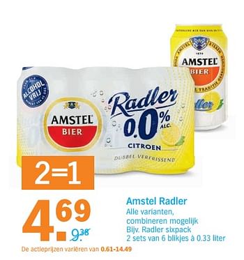 Aanbiedingen Amstel radler sixpack - Amstel - Geldig van 20/11/2017 tot 26/11/2017 bij Albert Heijn