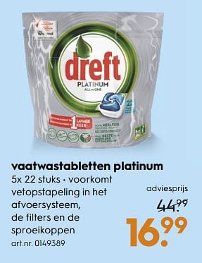 Aanbiedingen Dreft vaatwastabletten platinum - Dreft - Geldig van 18/11/2017 tot 05/12/2017 bij Blokker